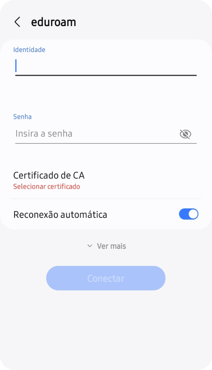 tela com configurações de Wi-Fi